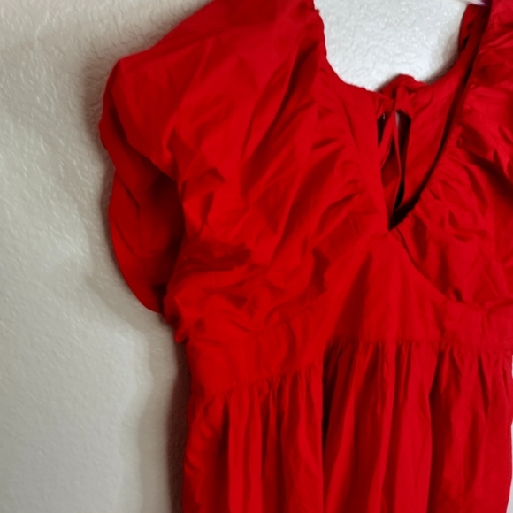 NWT J.CREW Cecily puff sleeve Dress Cotton in Red sz 24 - Picture 5 of 14
